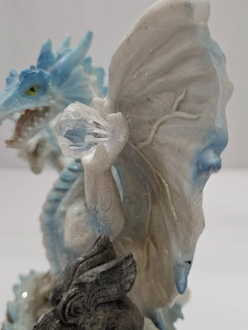 Vintage Two Headed Ice Dragon Statue with Gargoyle & Spell Books